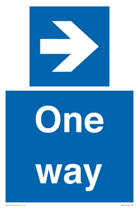 One way with right directional arrow